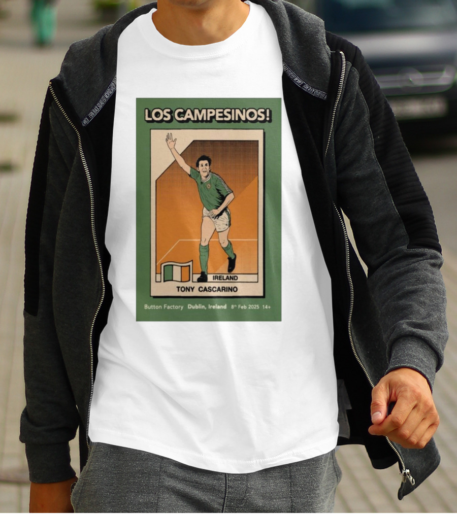 Los Campesinos Dublin Show Featuring Ireland Tony Cascarino Card At Button Factory February 8 2025 T-Shirt