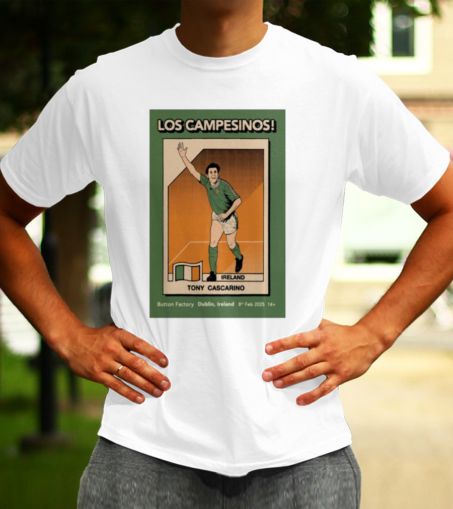 Los Campesinos Dublin Show Featuring Ireland Tony Cascarino Card At Button Factory February 8 2025 T-Shirt