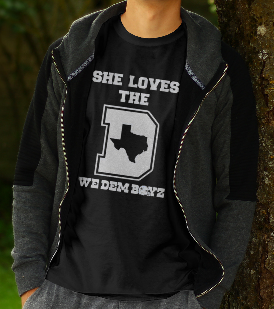 She Loves The D We Dem Boyz Dallas Cowboys Texas Map T-Shirt