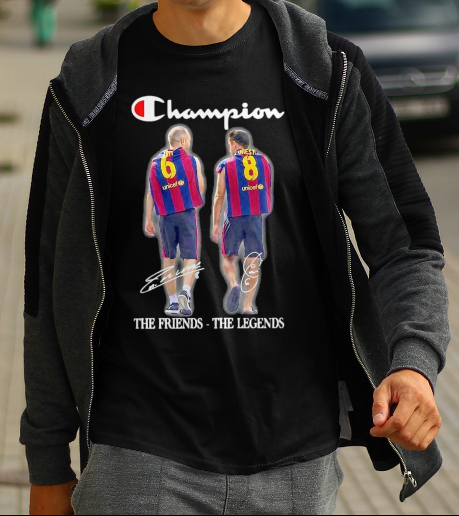 Champion Barcelona Xavi Iniesta The Friends The Legends Signatures T-Shirt