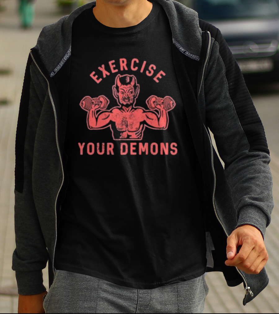 Ethan Buck Exercise Your Demons Devil Dumbbells T-Shirt