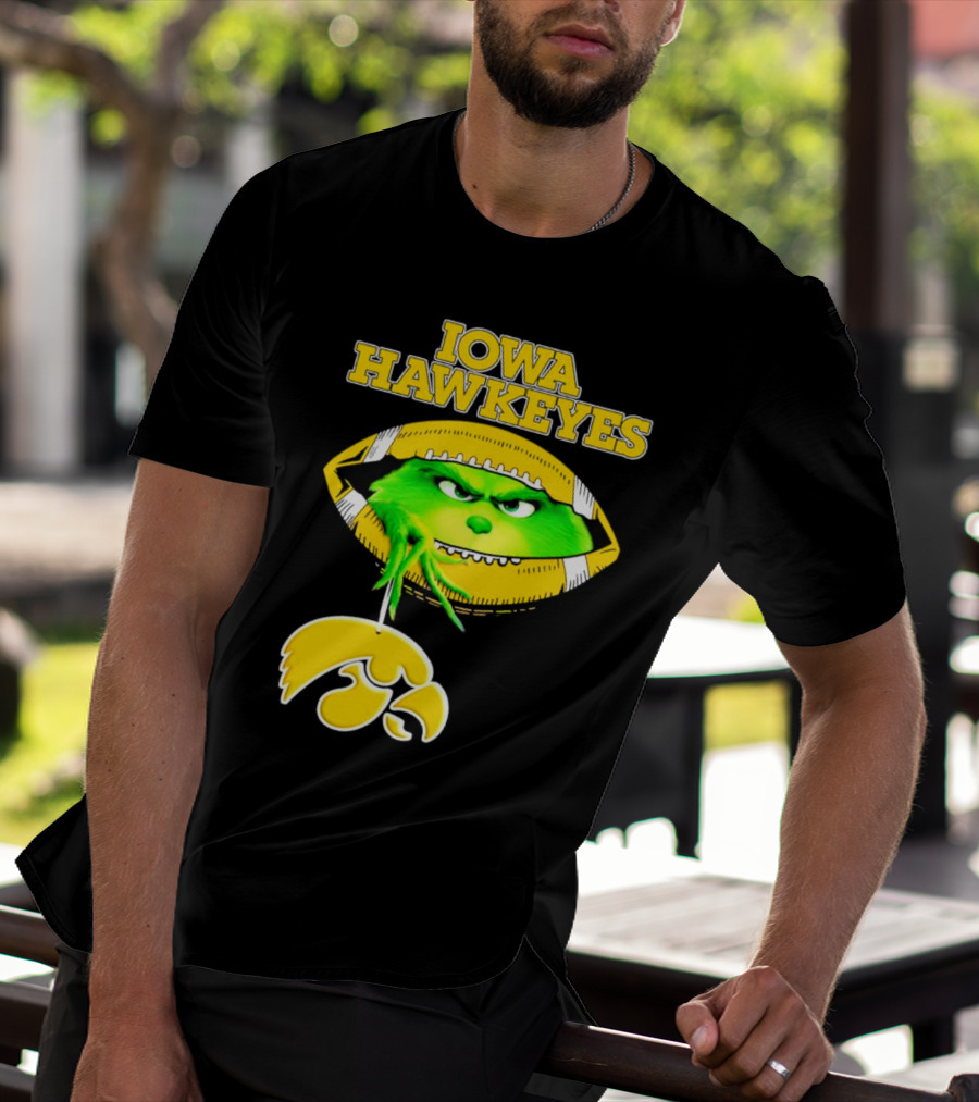 Iowa Hawkeyes Grinch Football Christmas T-Shirt
