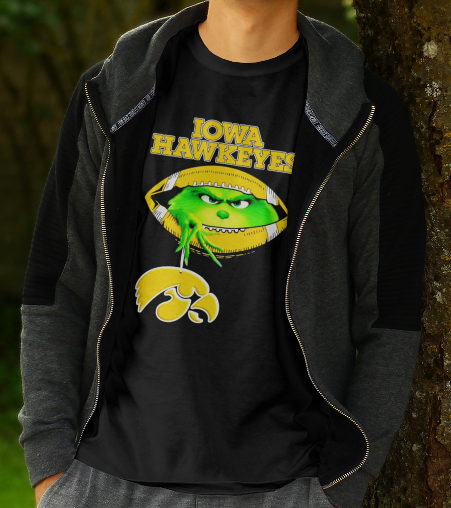 Iowa Hawkeyes Grinch Football Christmas T-Shirt