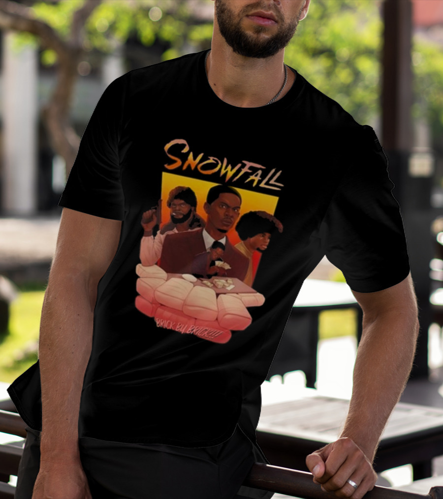 Snowfall Brick By Brick Retro Art Character Collage T-Shirt