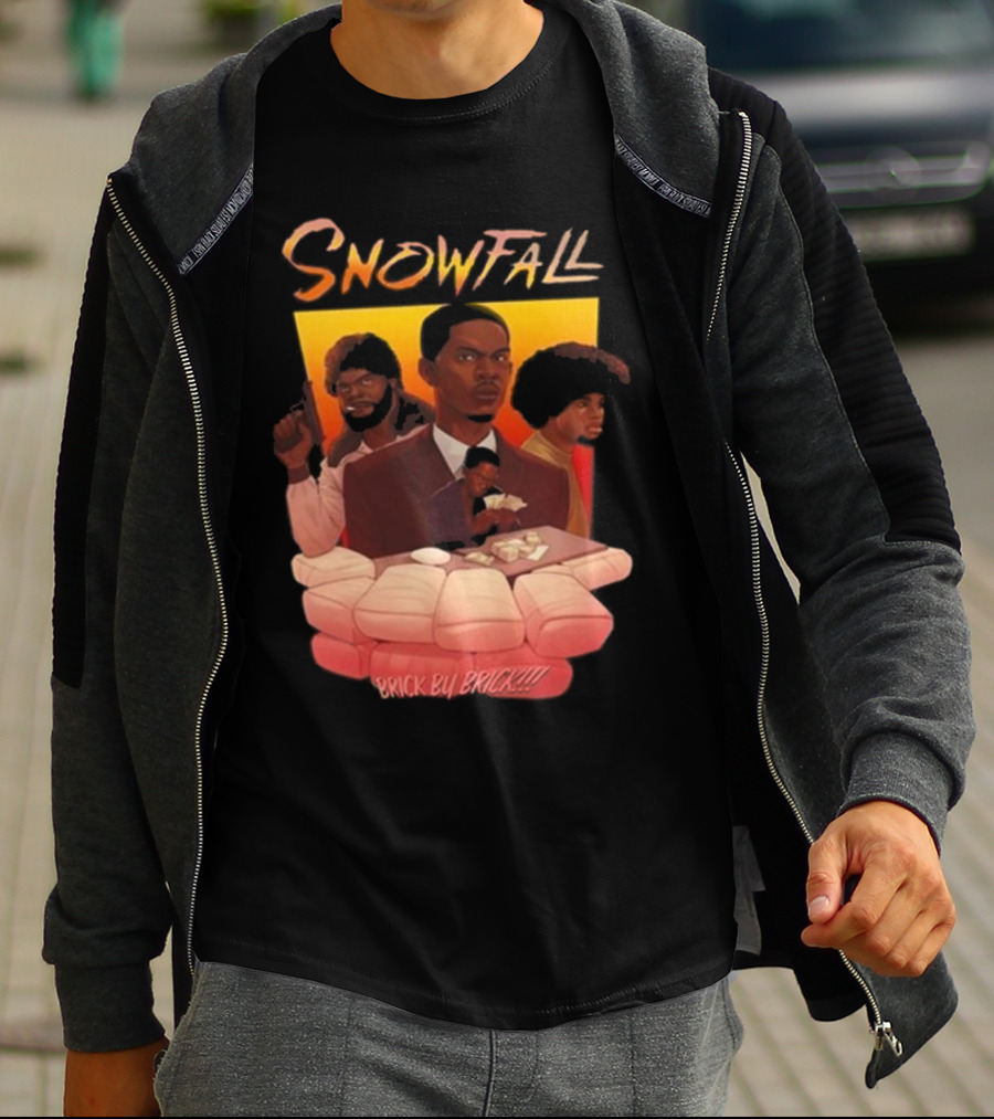 Snowfall Brick By Brick Retro Art Character Collage T-Shirt