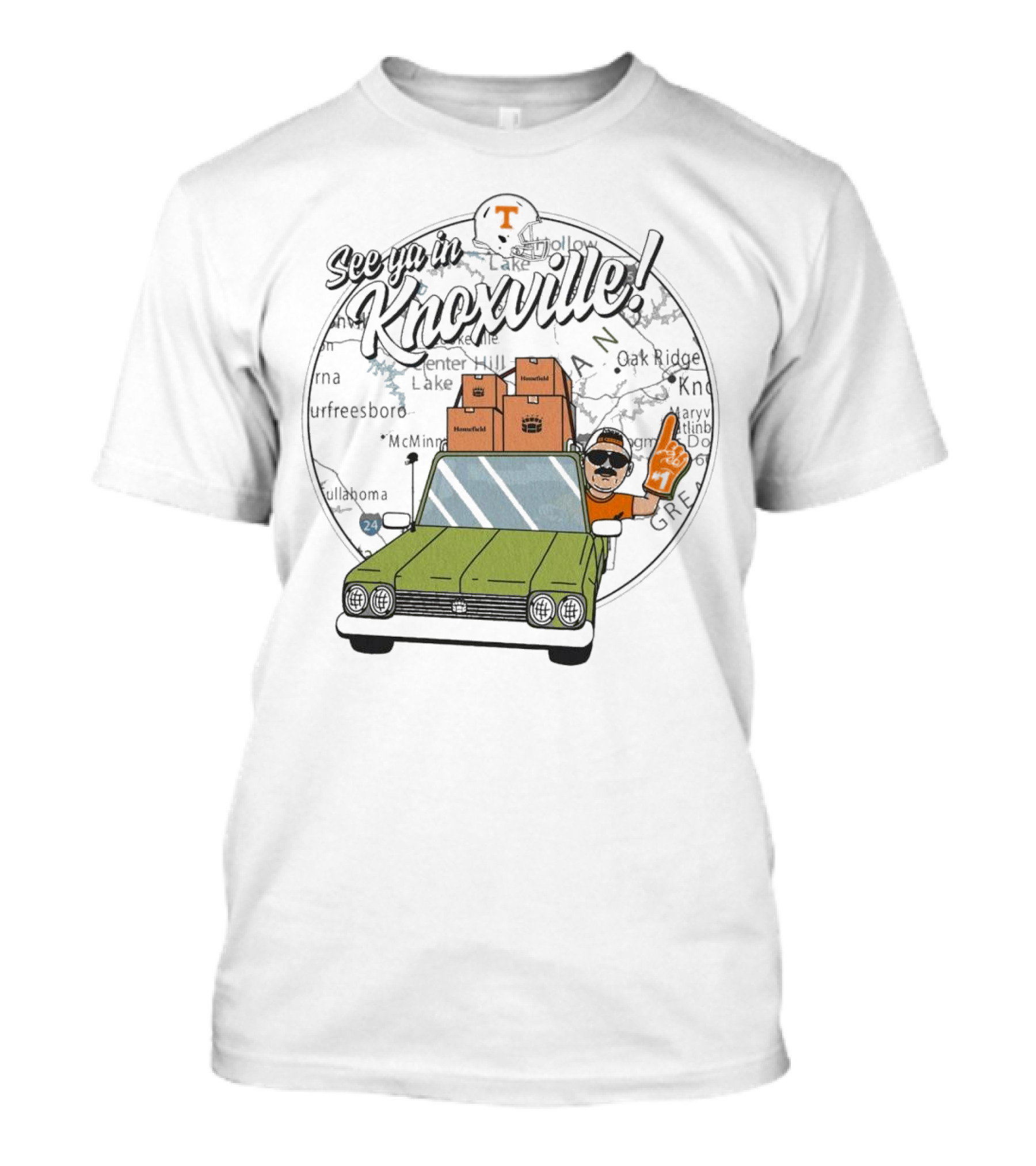 See Ya In Knoxville Tennessee Volunteers Football Fan Map T-Shirt