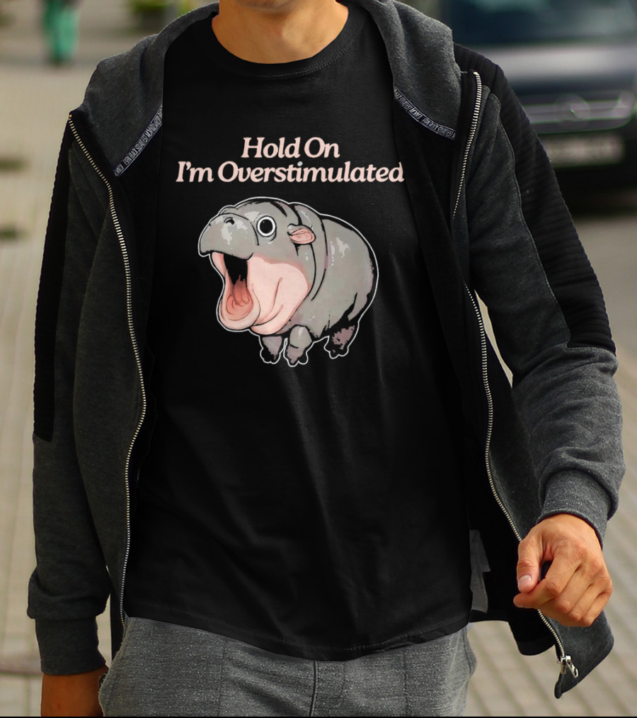 Hold On I'm Overstimulated Hippo T-Shirt
