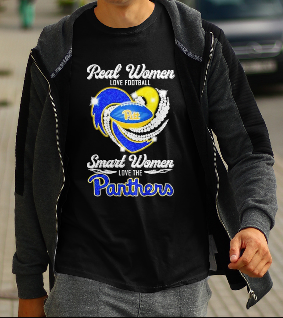 Real Women Love Football Smart Women Love Pitt Panthers T-Shirt