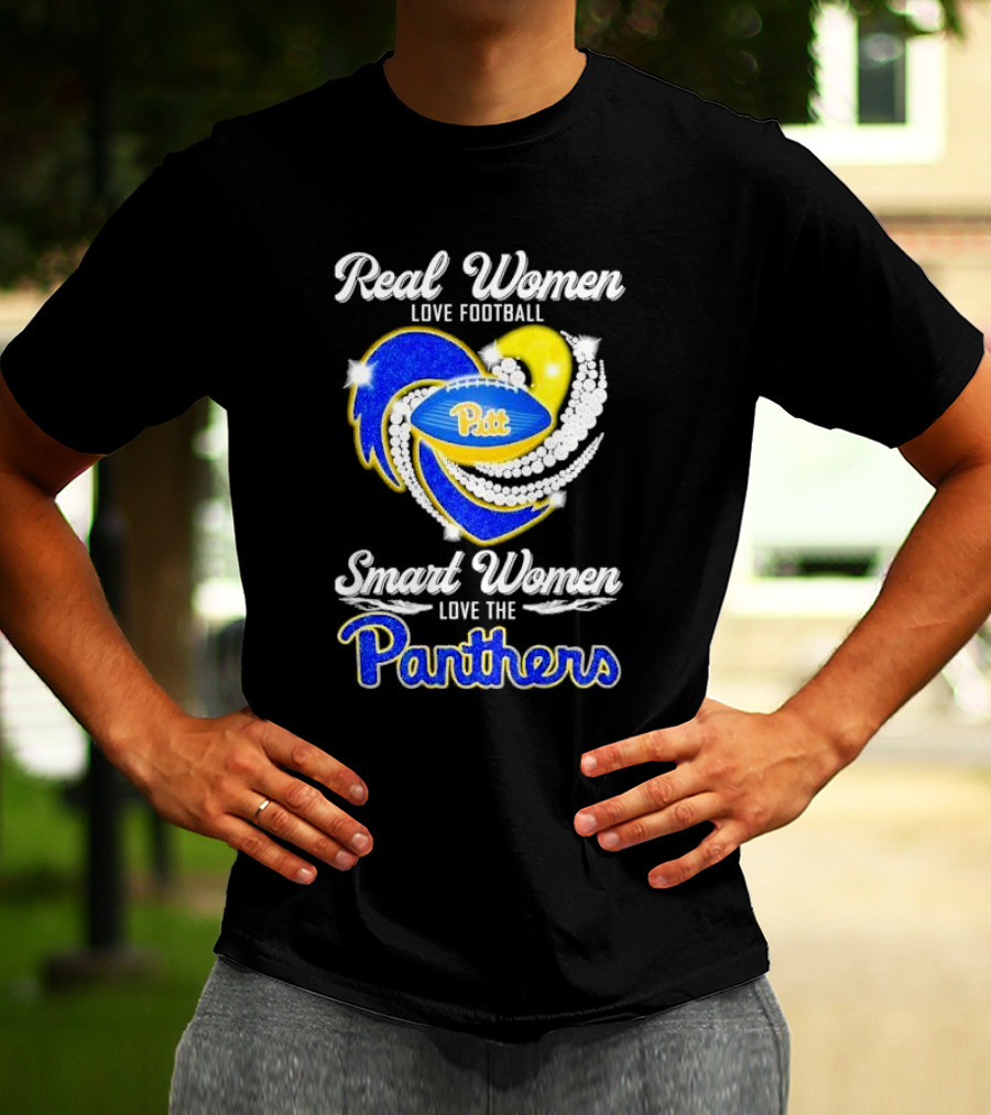 Real Women Love Football Smart Women Love Pitt Panthers T-Shirt