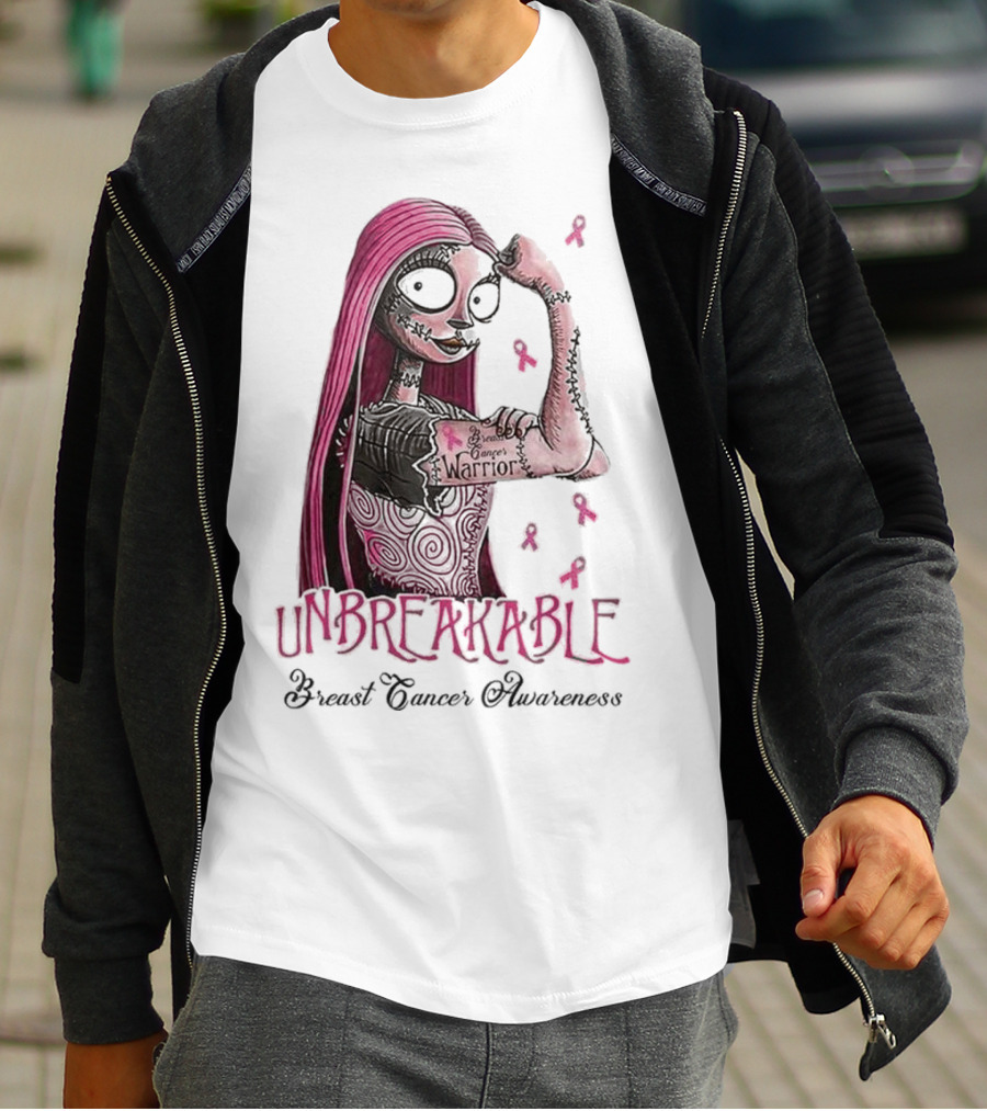 The Nightmare Before Christmas Sally Unbreakable Breast Cancer Awareness Warrior T-Shirt