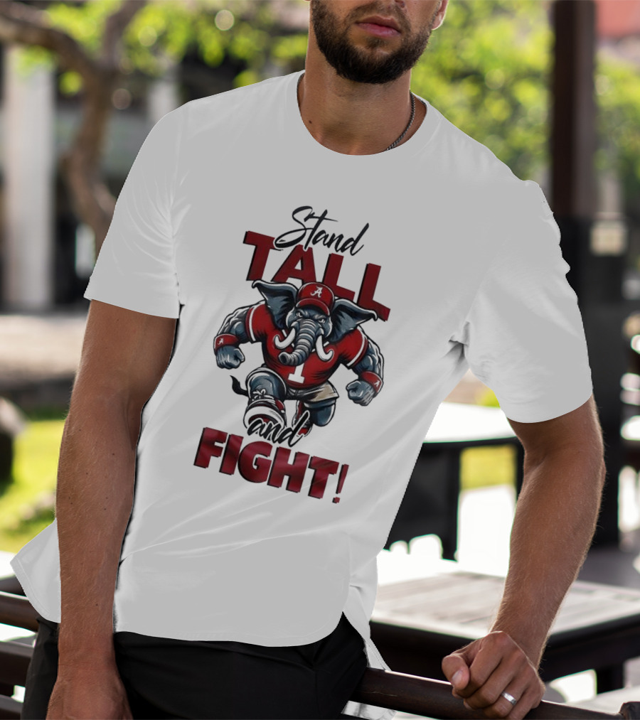 Alabama Crimson Tide Stand Tall And Fight Elephant Mascot T-Shirt