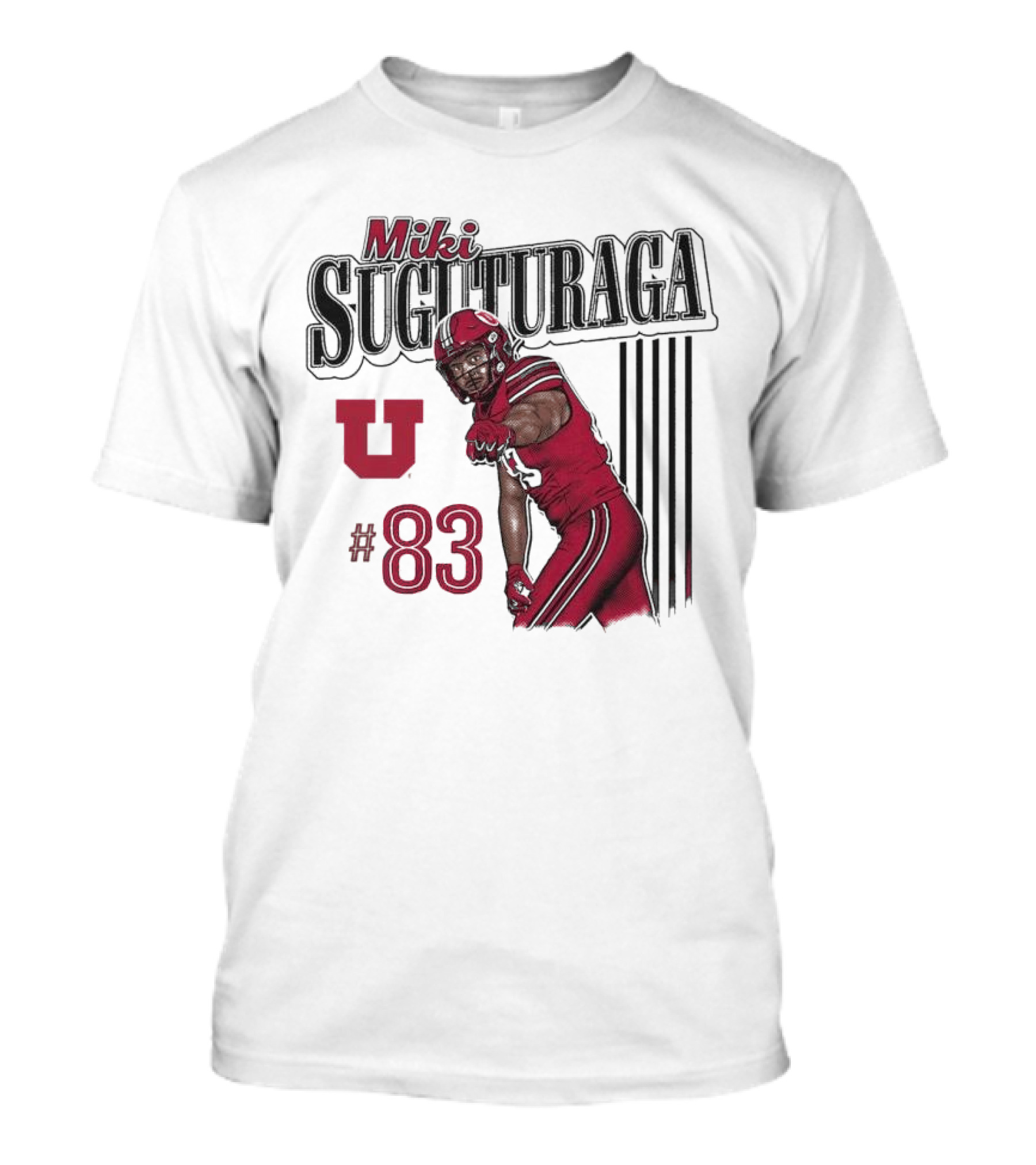 Miki Suguturaga Utah Utes #83 Football Cartoon Player T-Shirt