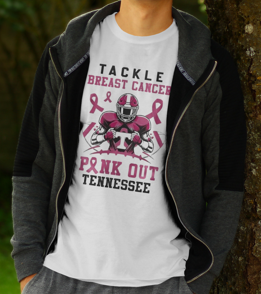 Tackle Breast Cancer Pink Out Tennessee Football T-Shirt