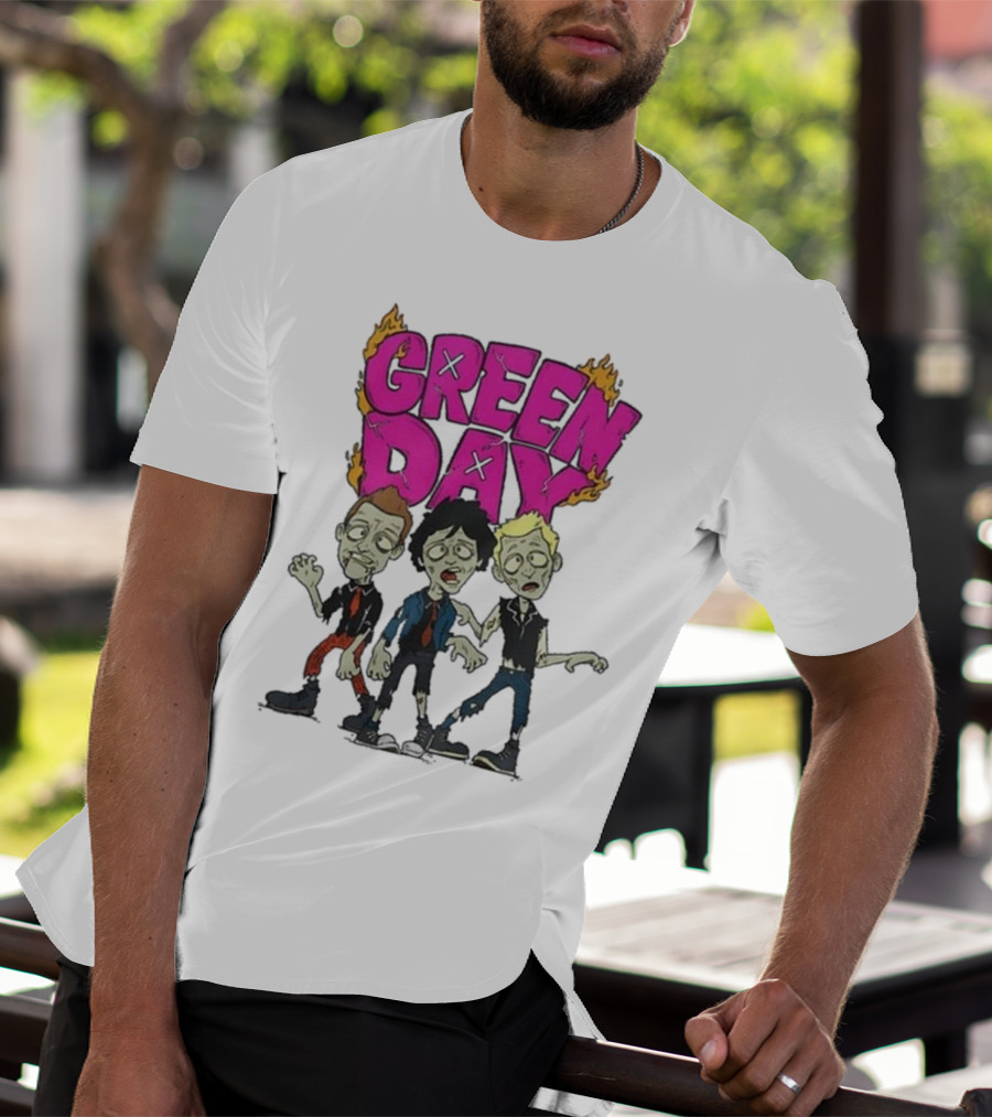 Green Day Zombie Band Cartoon Characters T-Shirt