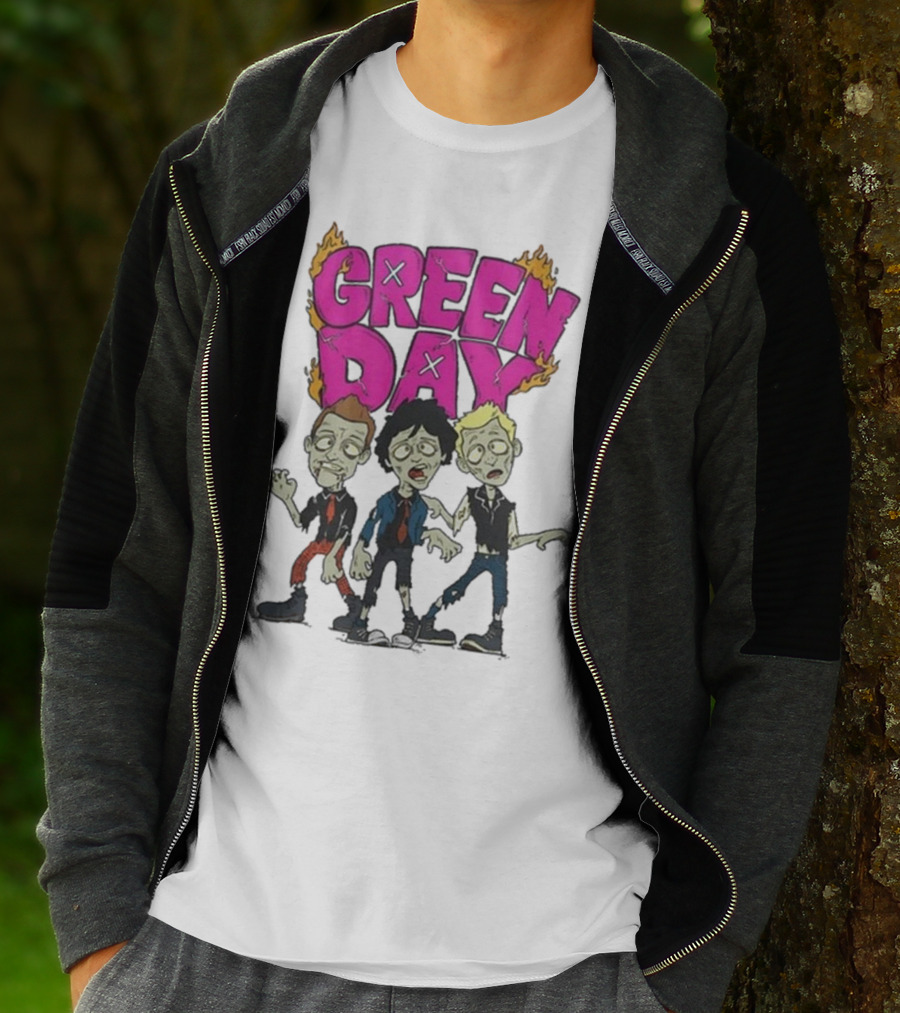 Green Day Zombie Band Cartoon Characters T-Shirt