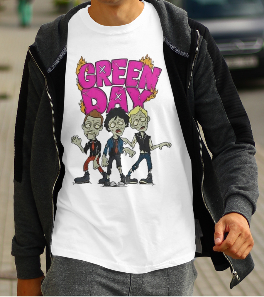 Green Day Zombie Band Cartoon Characters T-Shirt