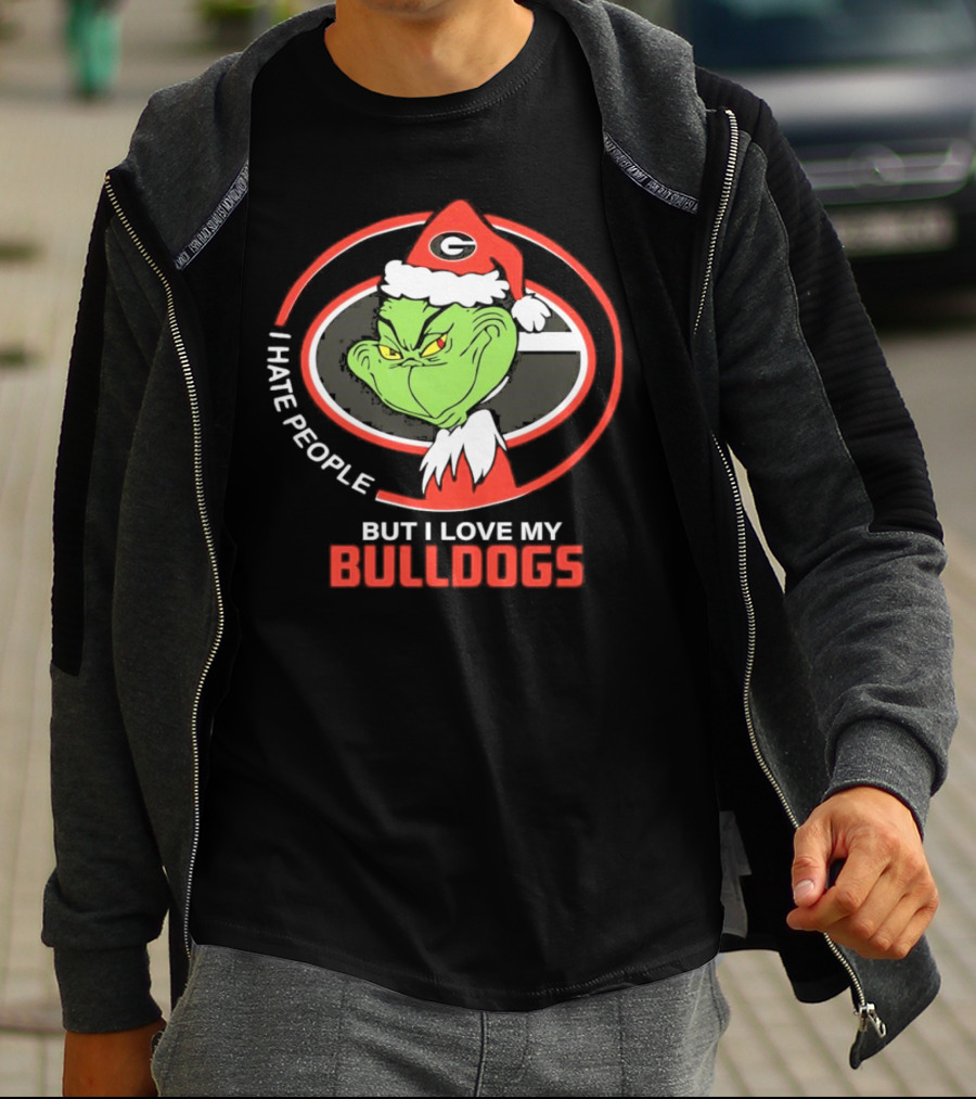 Georgia Bulldogs Christmas Grinch I Hate People But I Love My Bulldogs T-Shirt