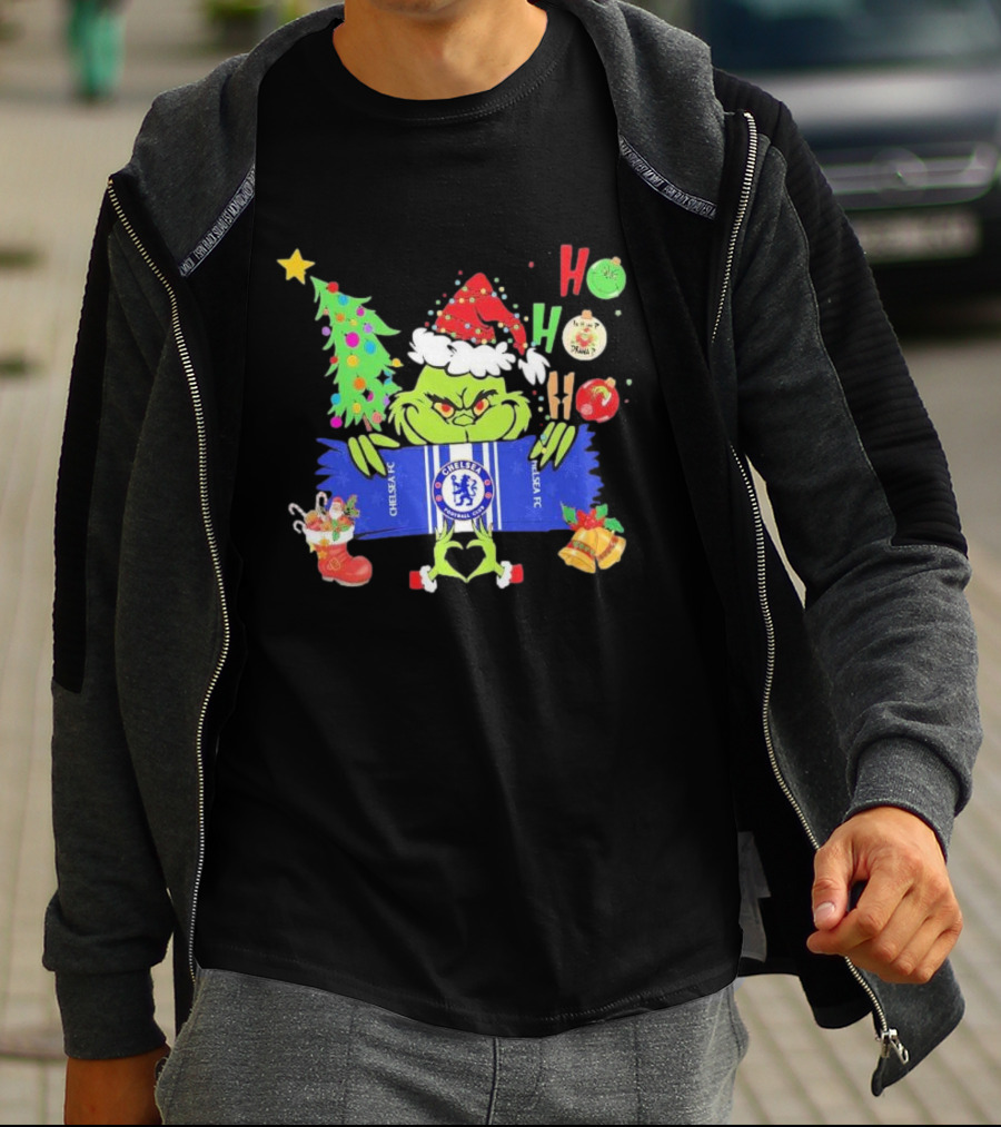 Grinch Ho Ho Ho Chelsea FC Christmas Festive Football Fun T-Shirt