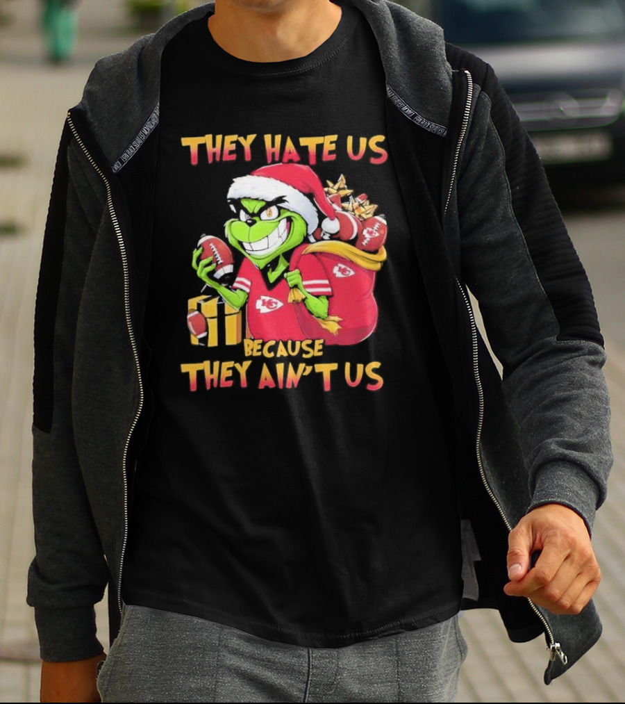 Kansas City Chiefs Grinch They Hate Us Because They Ain't Us Christmas T-Shirt