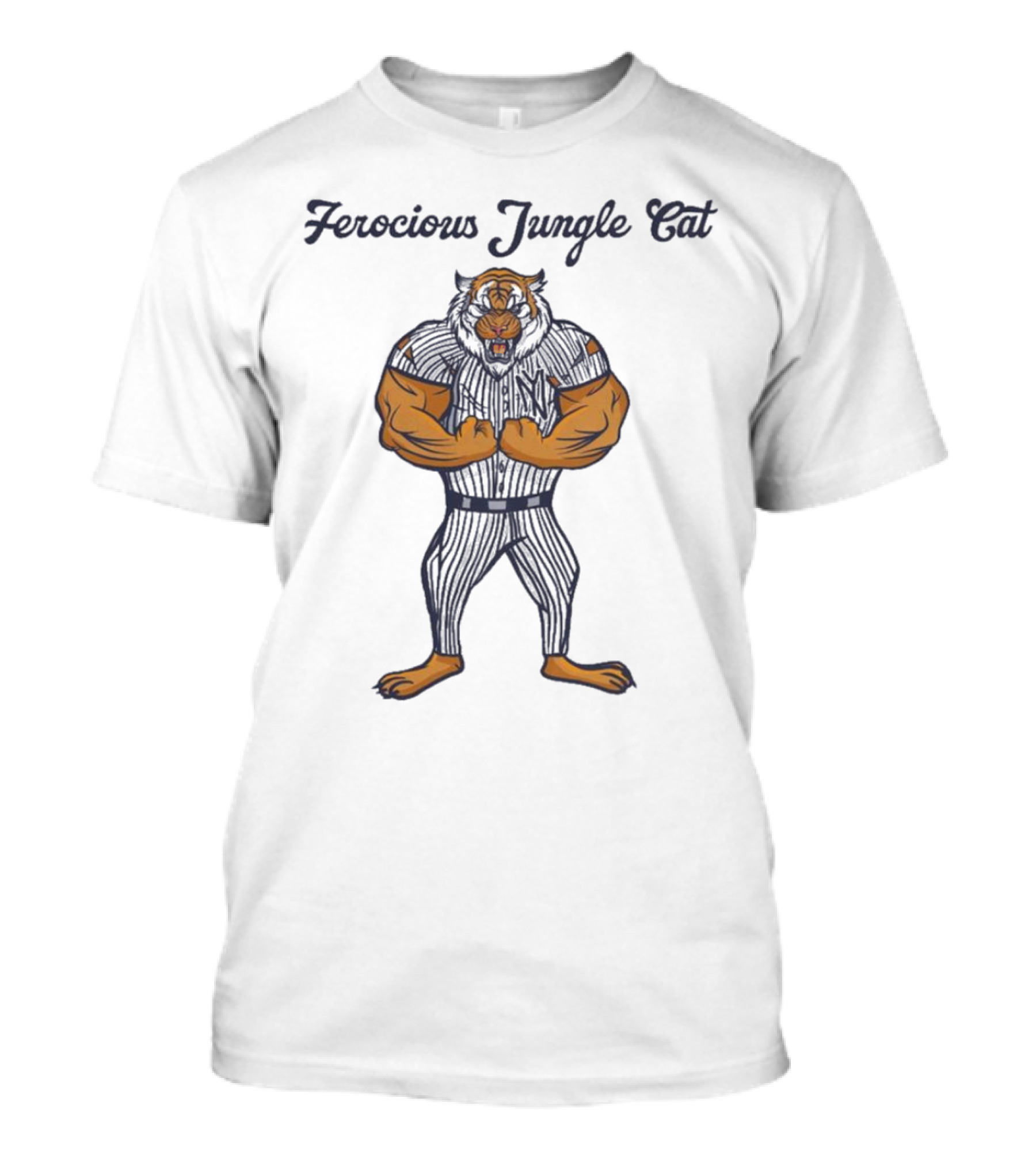Ferocious Jungle Cat Yankees Tiger Mascot T-Shirt