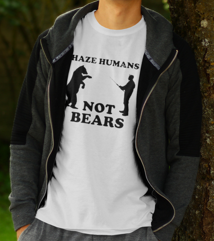 Haze Humans Not Bears Silhouette Of Person And Bear Confrontation T-Shirt