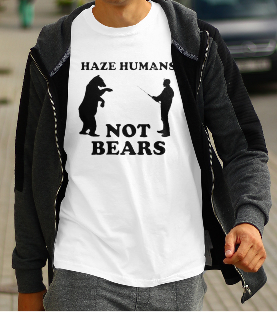 Haze Humans Not Bears Silhouette Of Person And Bear Confrontation T-Shirt