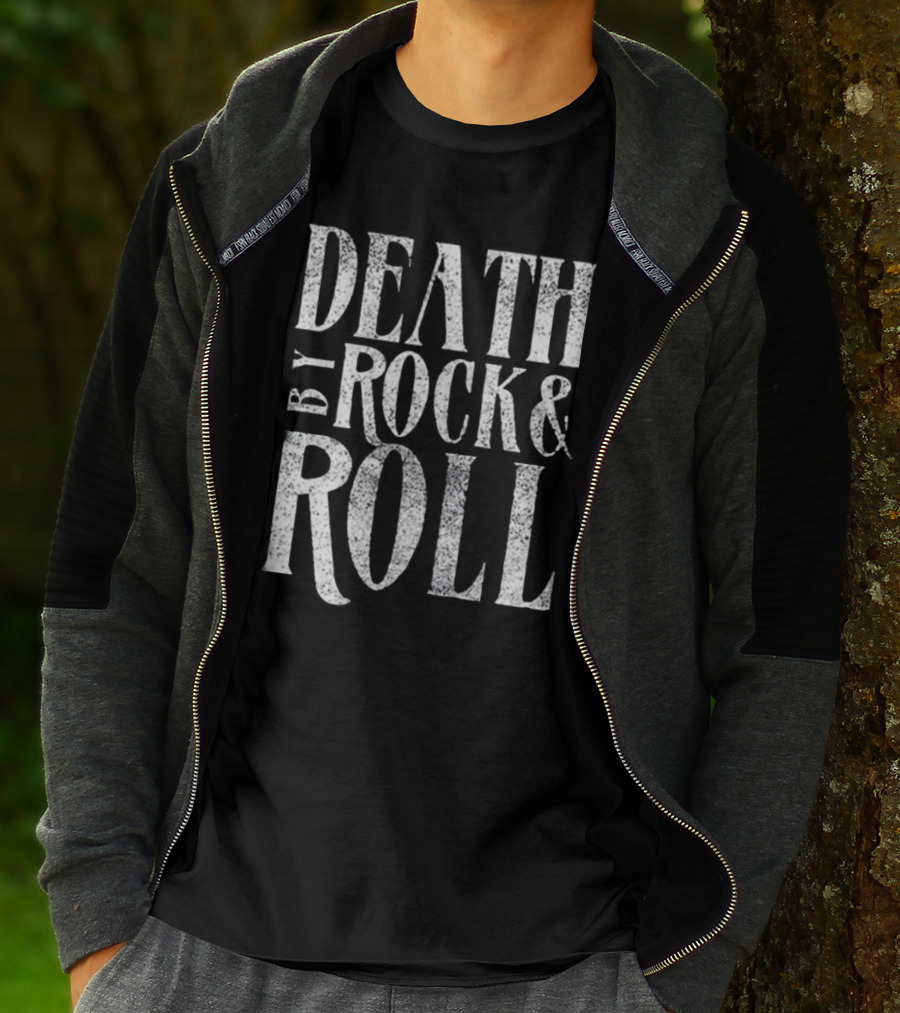 Death By Rock And Roll Rock-Inspired Music Statement Tee Shirt Print T-Shirt