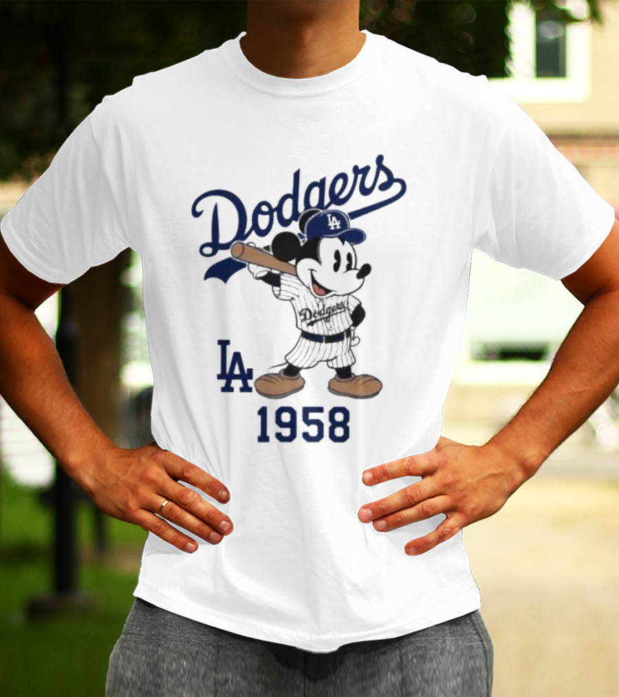 Mickey Mouse Los Angeles Dodgers 1958 LA Baseball T-Shirt