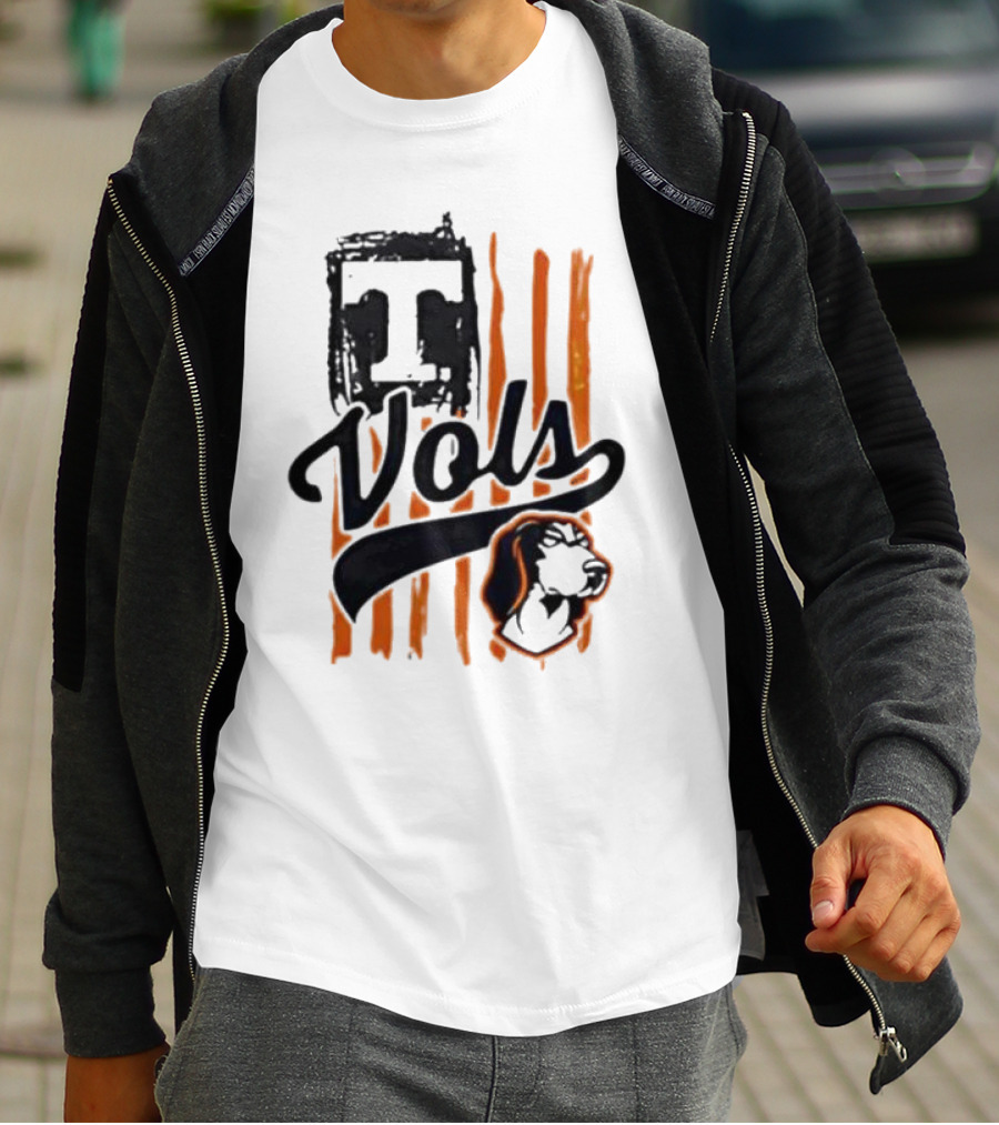 Vols T Logo With Dog And Orange Stripes T-Shirt