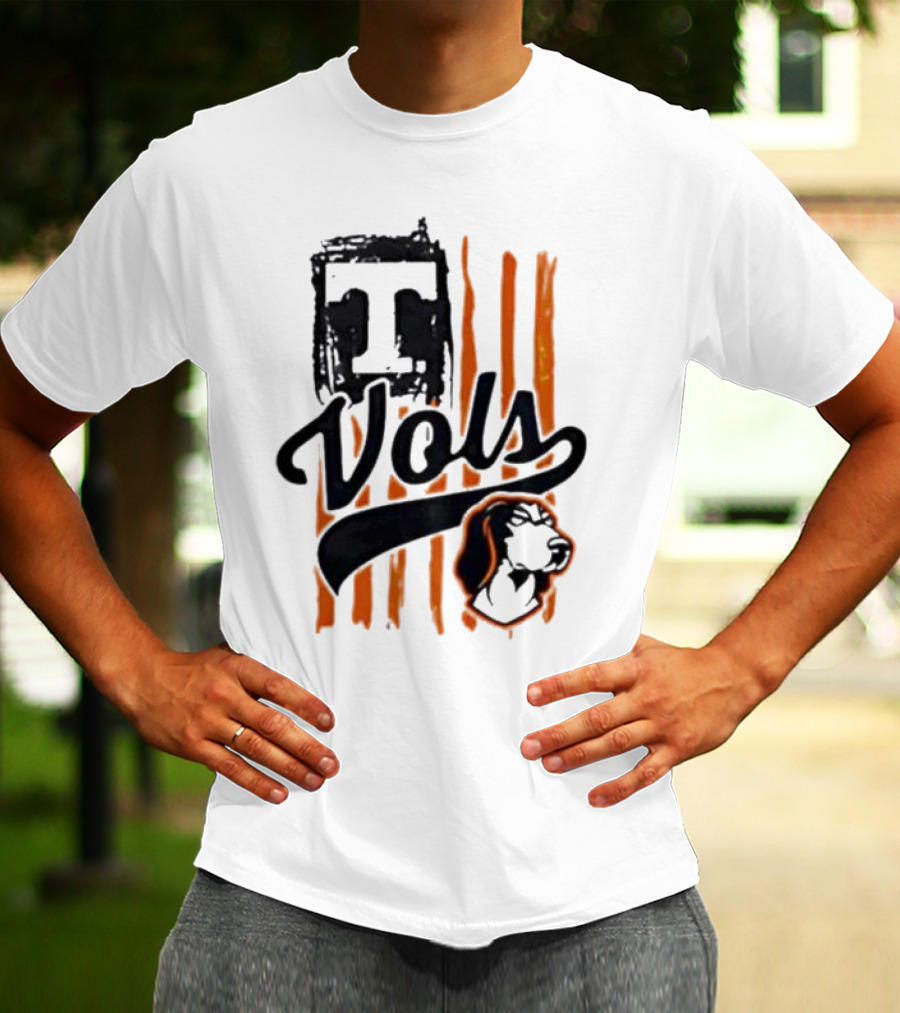 Vols T Logo With Dog And Orange Stripes T-Shirt