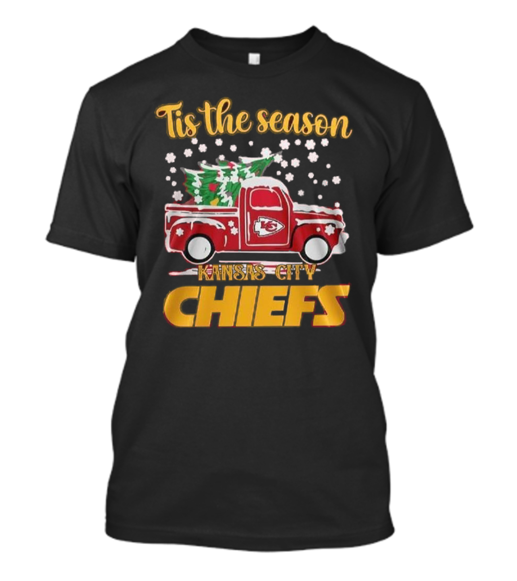 Tis The Season Kansas City Chiefs Christmas Truck Snowflakes T-Shirt