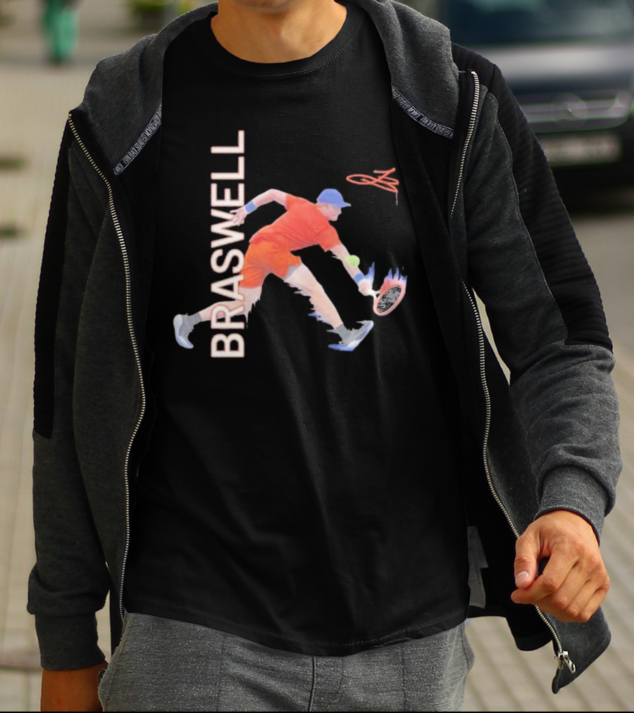 Braswell Tennis Player Signature Action With Dynamic Stroke T-Shirt