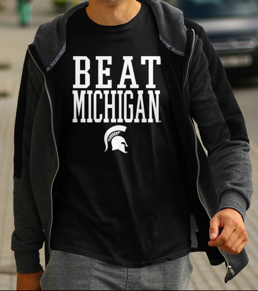 Beat Michigan Michigan State Spartans Helmet T-Shirt