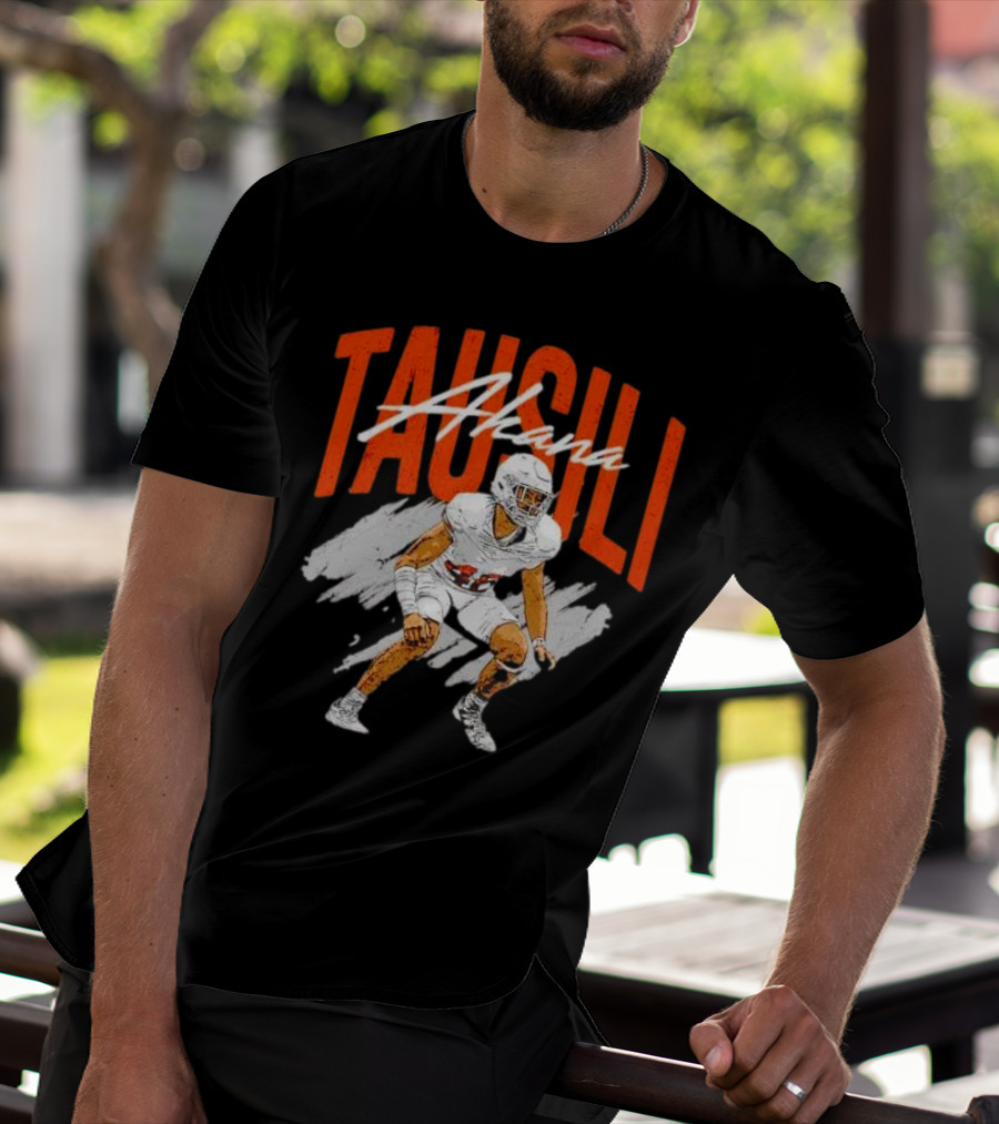Tausili Akana Texas Longhorns Player Football Action T-Shirt