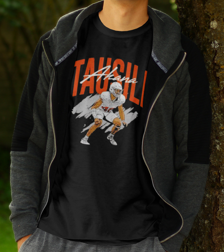 Tausili Akana Texas Longhorns Player Football Action T-Shirt
