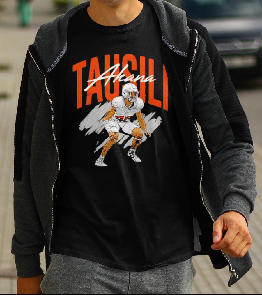 Tausili Akana Texas Longhorns Player Football Action T-Shirt
