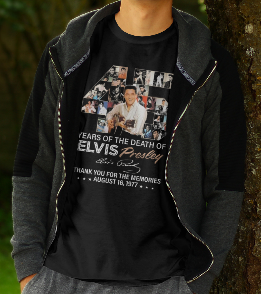 45 Years Of The Death Of Elvis Presley Thank You For The Memories August 16 1977 T-Shirt