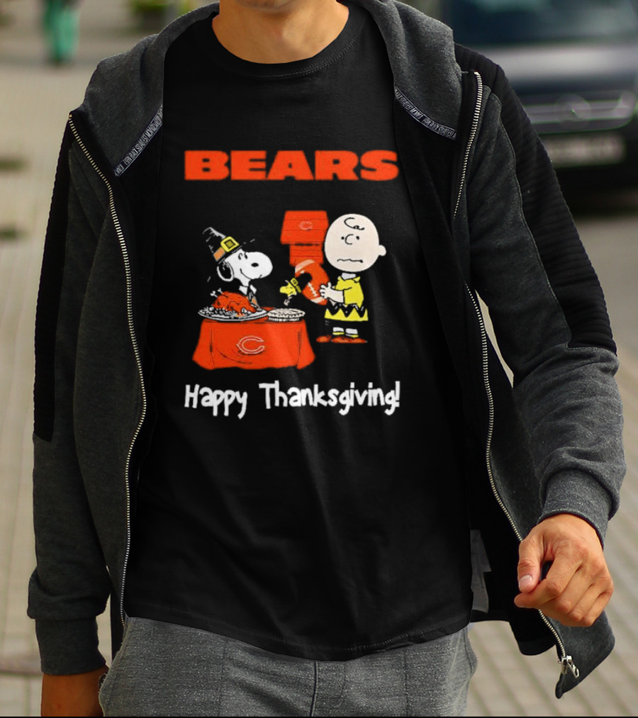 BEARS Chicago Charlie Brown And Snoopy Happy Thanksgiving T-Shirt