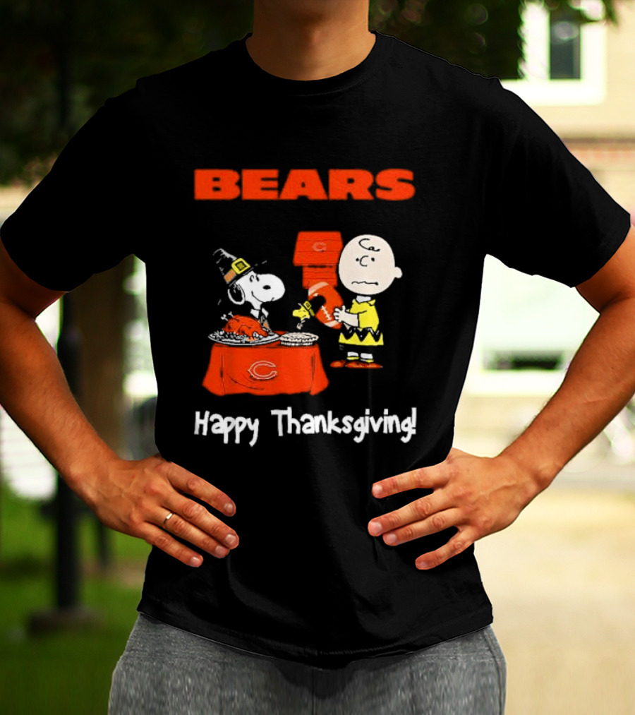 BEARS Chicago Charlie Brown And Snoopy Happy Thanksgiving T-Shirt