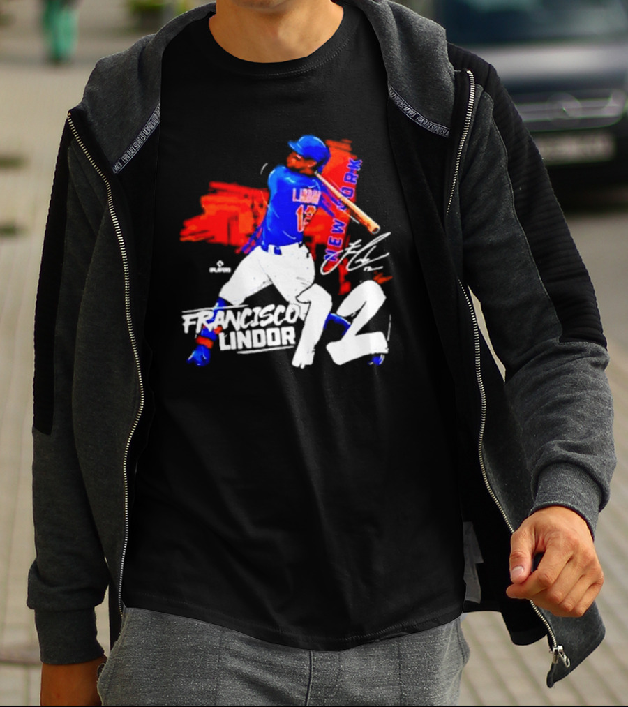 FRANCISCO LINDOR NEW YORK METS NUMBER 12 SIGNATURE HIT T-Shirt