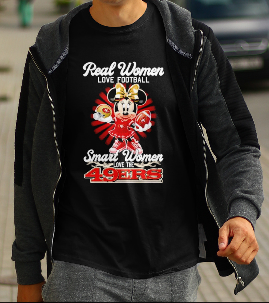 Real Women Love Football Smart Women Love The 49ers Minnie Mouse T-Shirt