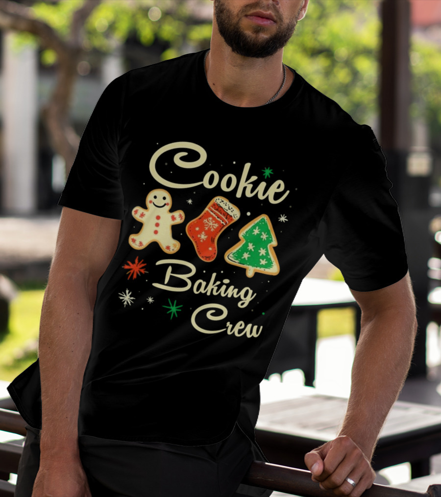 Cookie Baking Crew Christmas Gingerbread Stocking Tree Cookies T-Shirt