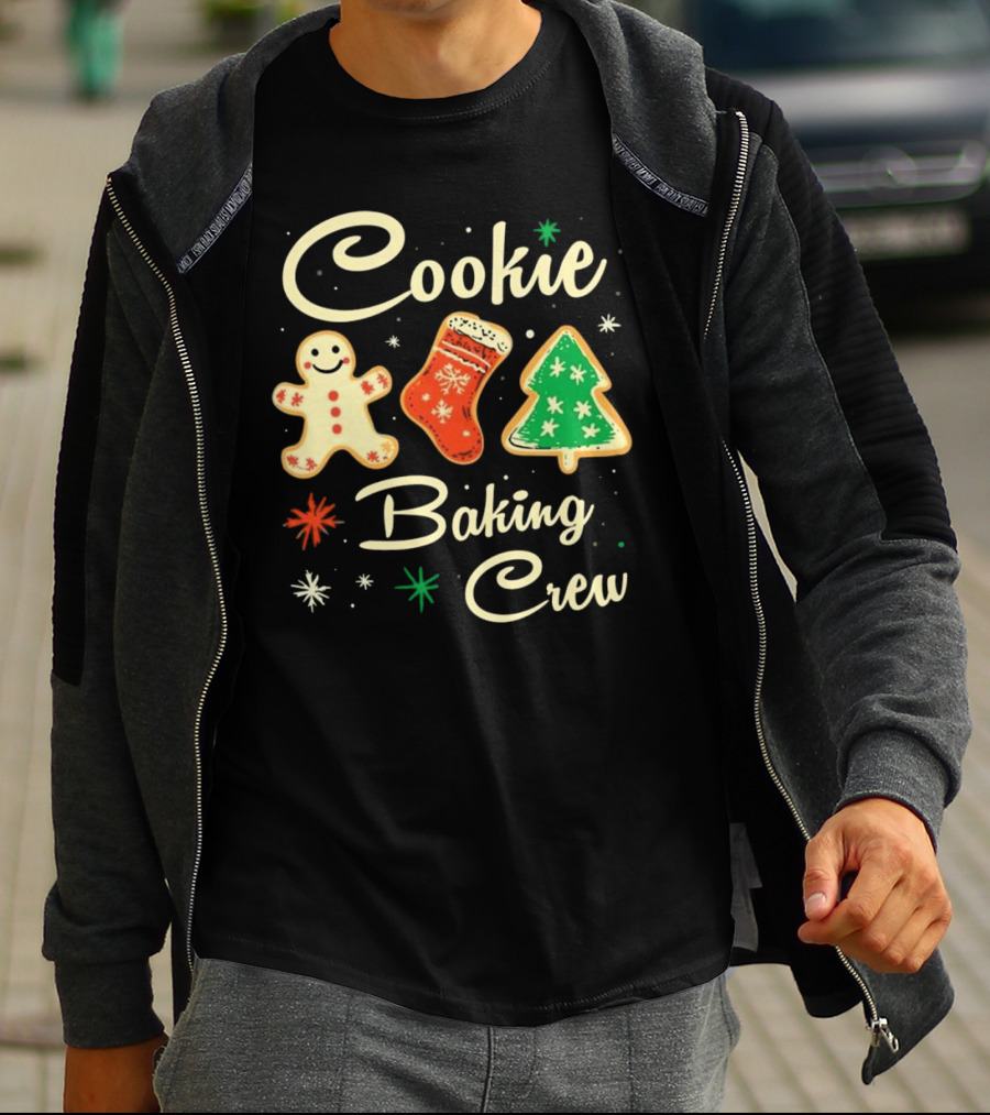 Cookie Baking Crew Christmas Gingerbread Stocking Tree Cookies T-Shirt