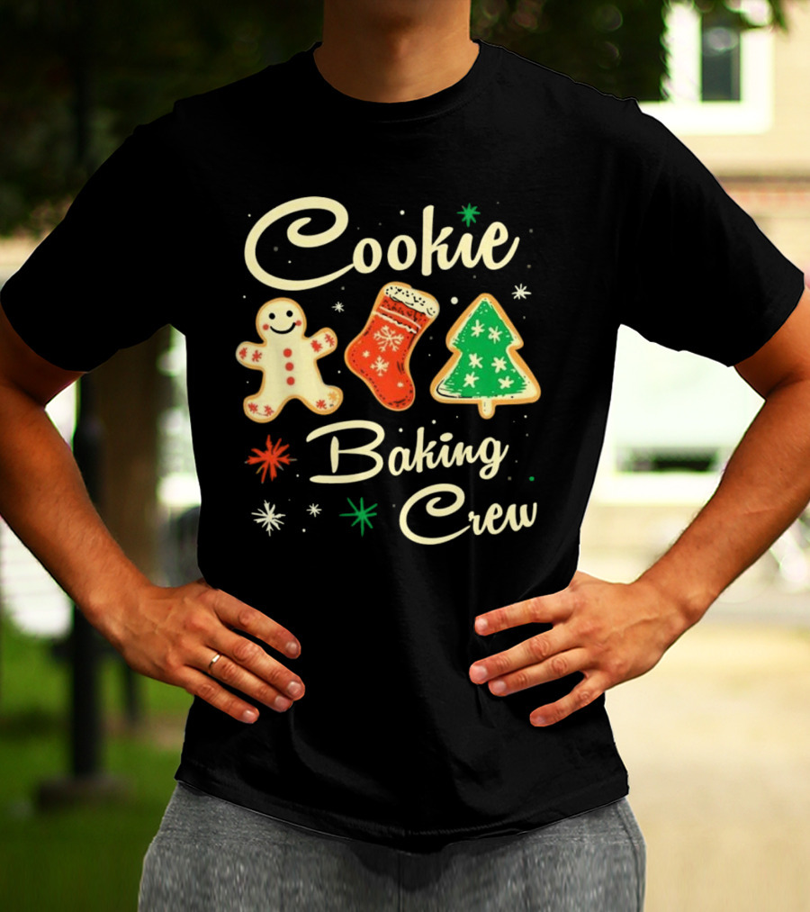 Cookie Baking Crew Christmas Gingerbread Stocking Tree Cookies T-Shirt