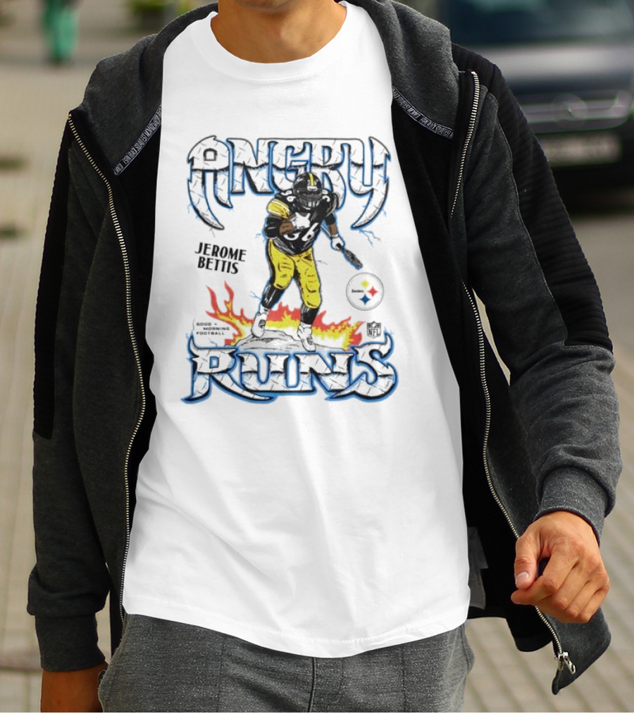 Angry Runs Jerome Bettis Pittsburgh Steelers NFL Good Morning Football T-Shirt