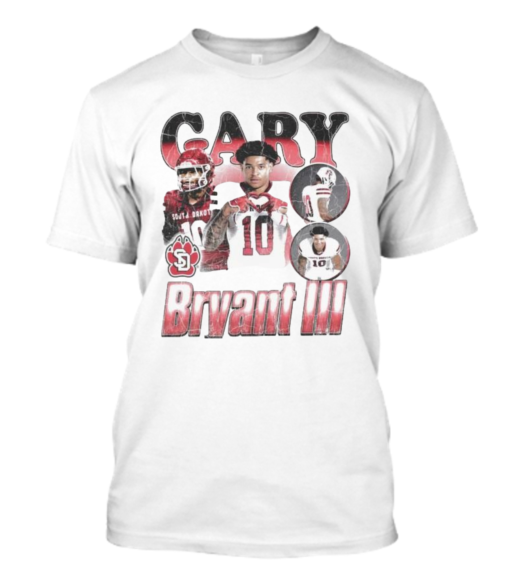 Gary Bryant III South Dakota Coyotes 10 Red And White Retro Football T-Shirt