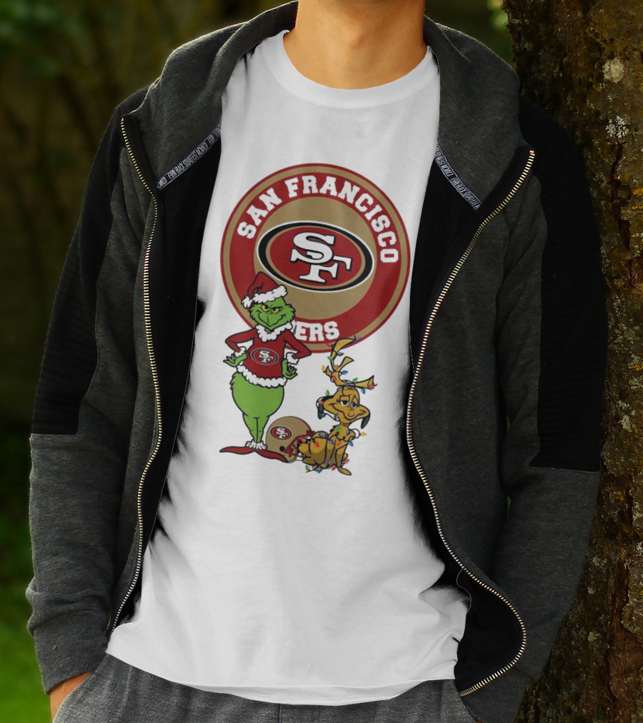 San Francisco 49ers Grinch And Max Merry Christmas T-Shirt