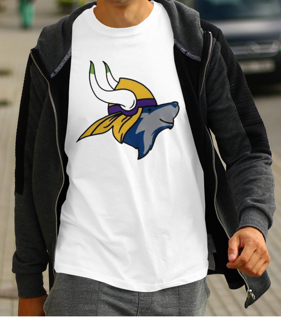 Minnesota Timbervikes Wolf And Viking Helmet Mashup T-Shirt