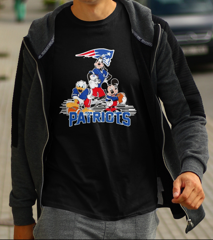 Mickey Donald Goofy Patriots Football Disney Crossover T-Shirt