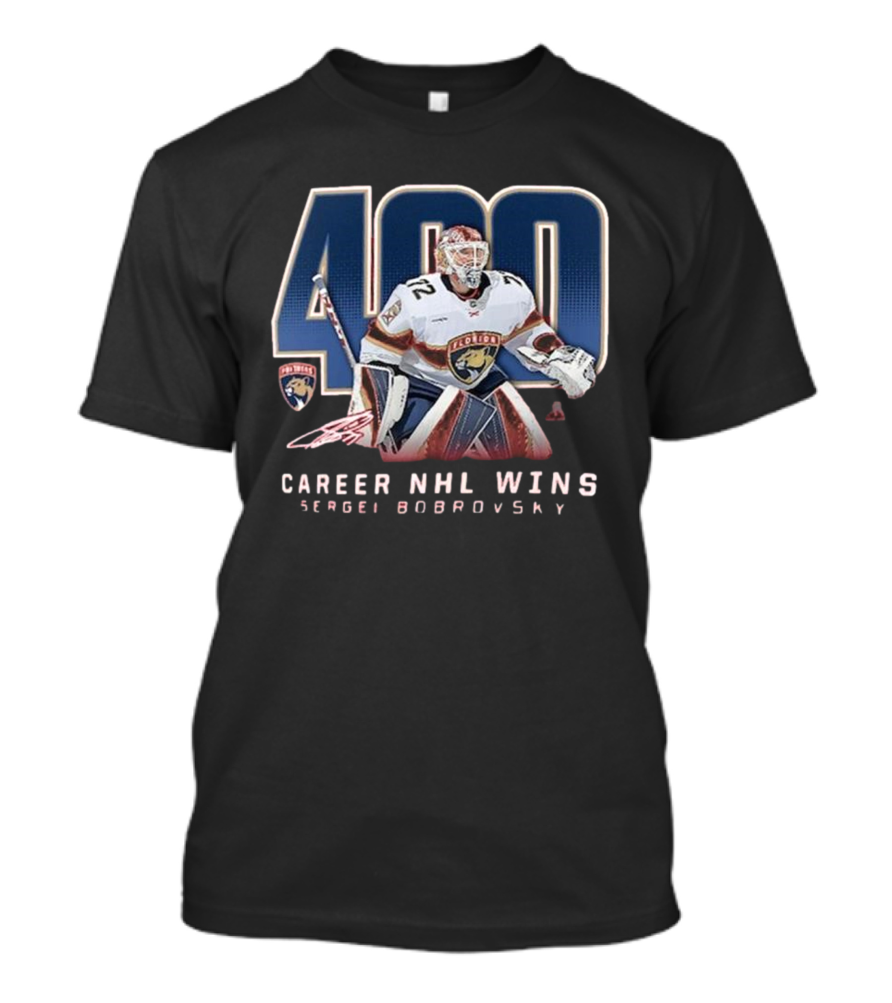 Sergei Bobrovsky 400 Career NHL Wins Florida Panthers T-Shirt